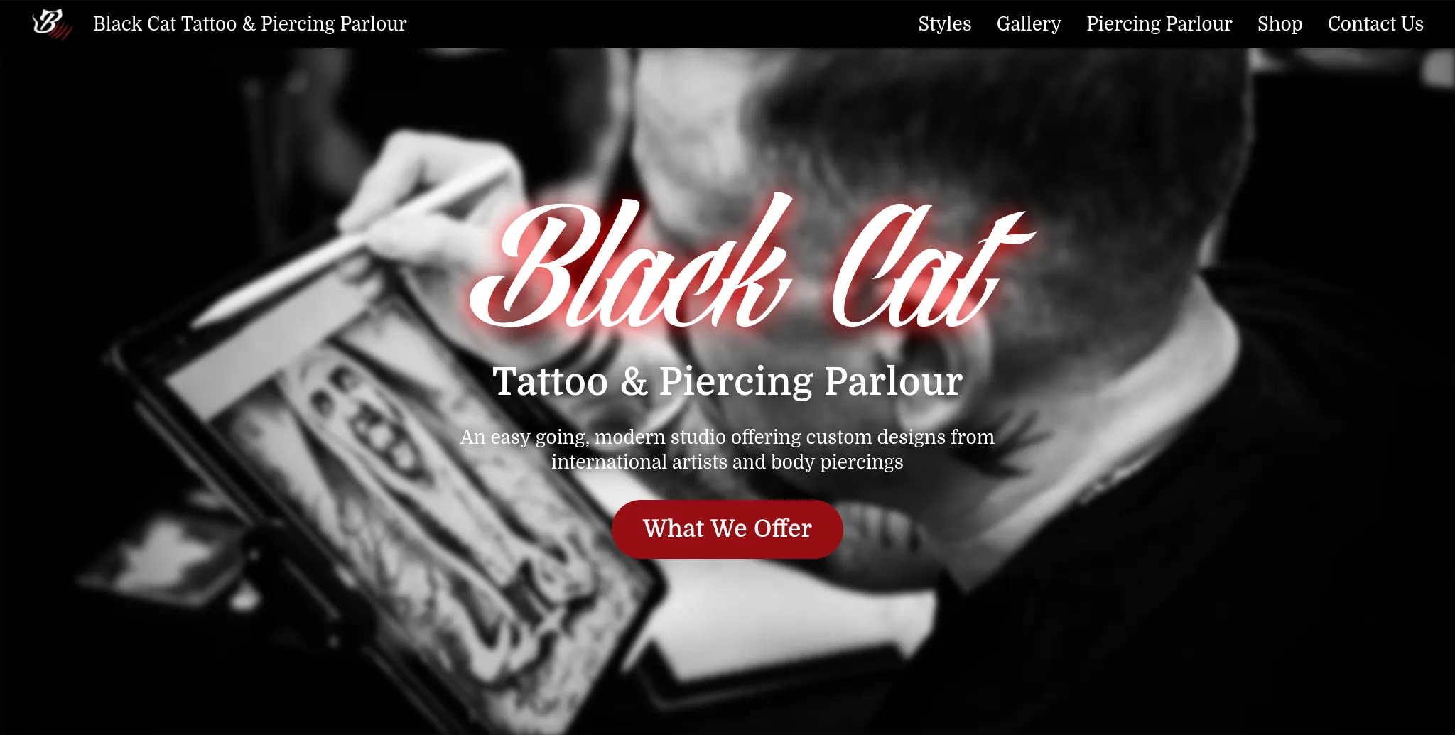 Screenshot of the Black Cat Main Page